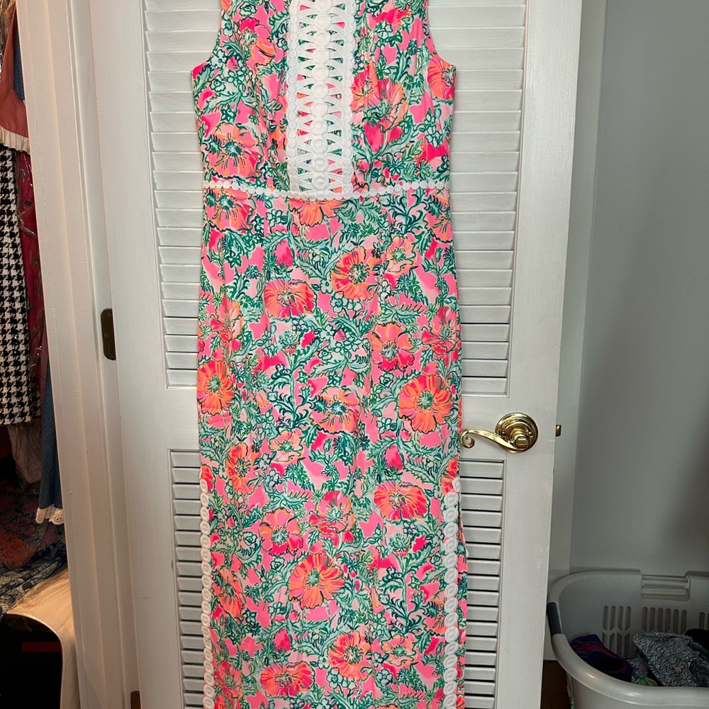 Lilly Pulitzer Ashler Stretch Maxi Dress in Soleil Pink Perfect Poppy - Picture 2 of 7